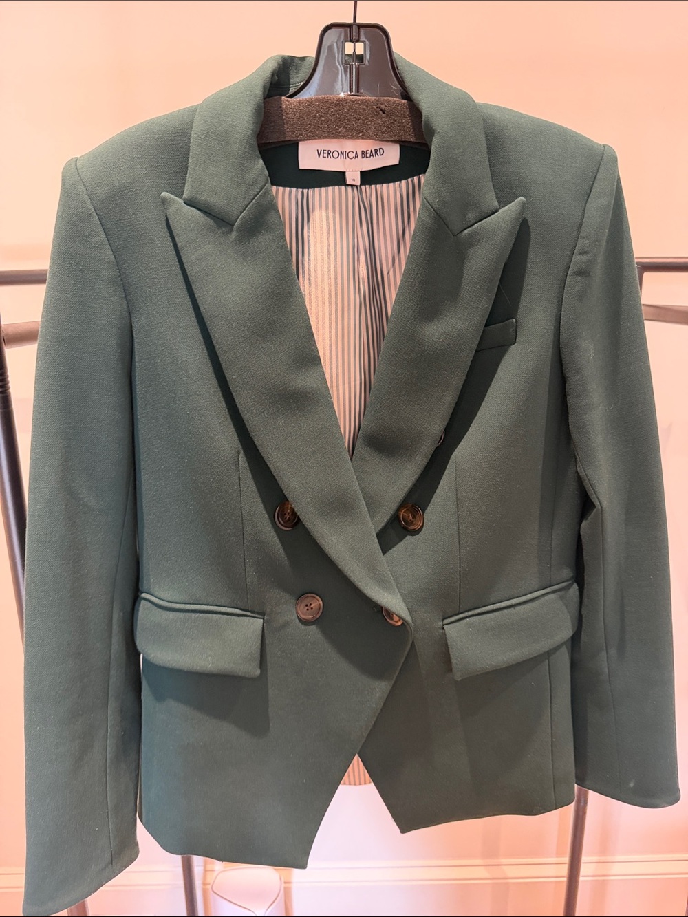 Veronica Beard Moss Green Double-Breasted Blazer